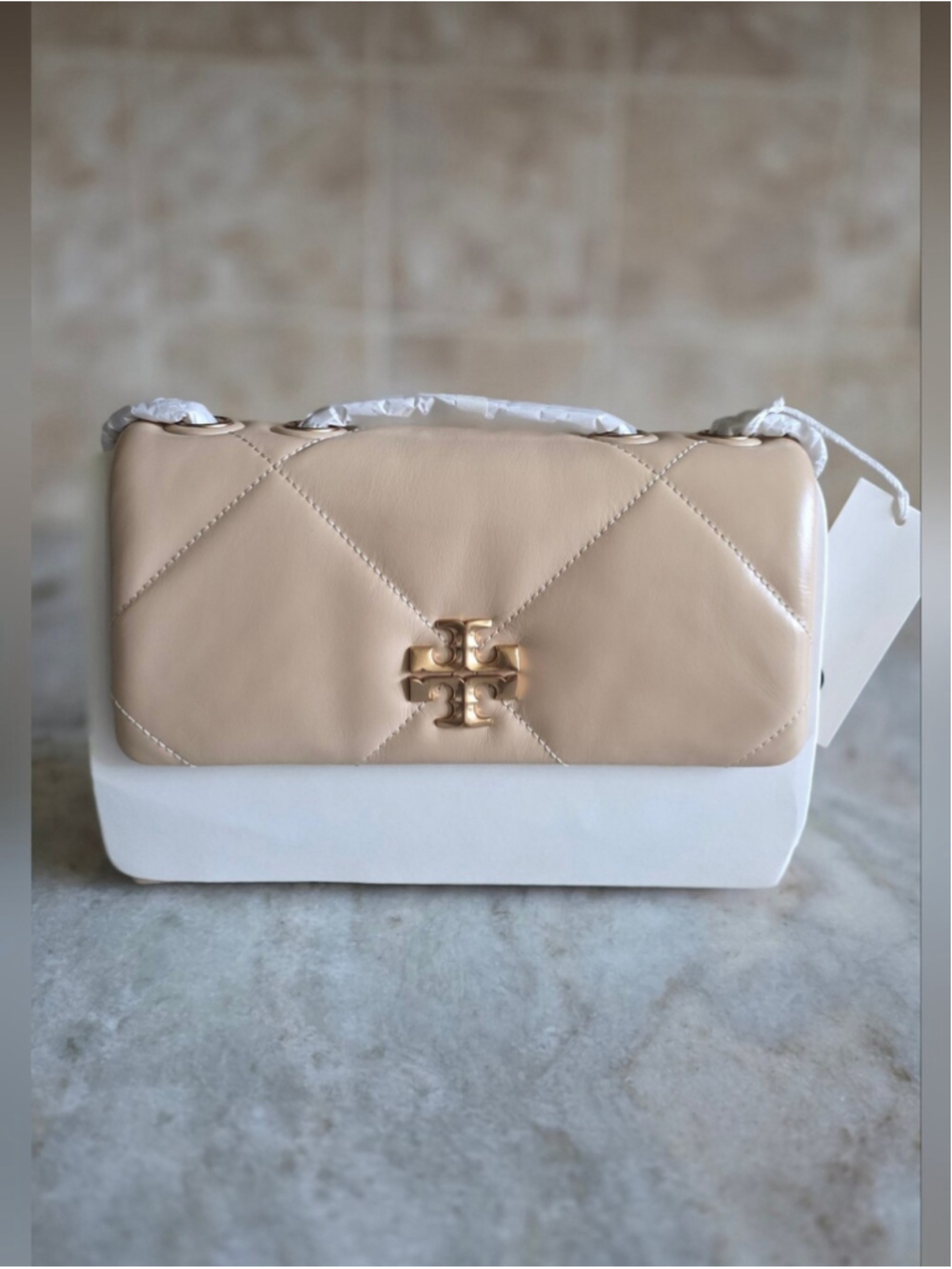 Tory Burch Small Kira Diamond Quilt Shoulder Bag Vanilla Soft Serve NWT